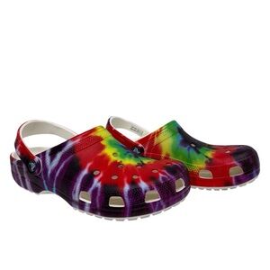 CROCS Unisex Classic Tie-Dye Graphic Clogs Size-M/8 W/10 EUC